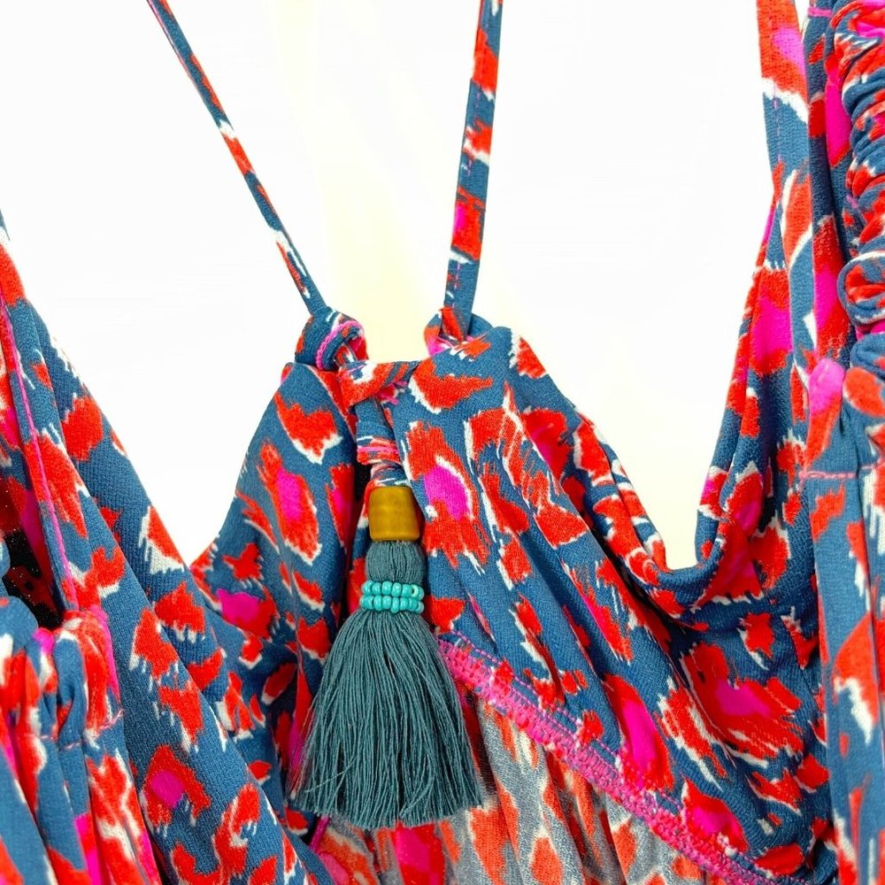 Maaji Dress Pink Blue Red Fragrant And Celebratory Giacinta Tassels Mini Size L - Picture 3 of 6